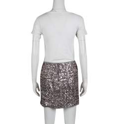 Zadig and Voltaire Grey and Pink Sequined Jasmi Pai Deluxe Jupe Mini Skirt S