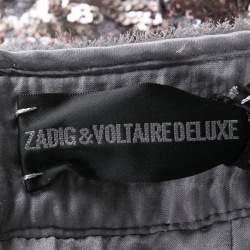 Zadig and Voltaire Grey and Pink Sequined Jasmi Pai Deluxe Jupe Mini Skirt S