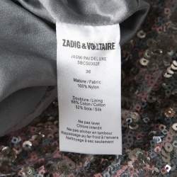 Zadig and Voltaire Grey and Pink Sequined Jasmi Pai Deluxe Jupe Mini Skirt S