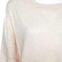 Pre Owned Zadig and Voltaire Beige Wool Sequined Elbow Trim Rony Patch Sweater M