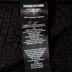 Zadig and Voltaire Deluxe Anthracite Kimono Sleeve Flint Cashmere Sweater L