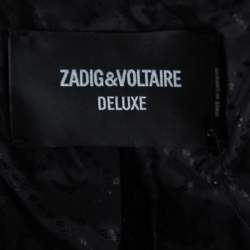 Pre Owned Zadig and Voltaire Deluxe Monochrome Jacquard Vegam Leo Blazer S