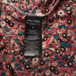 Zadig and Voltaire Red Floral Print Lace Trimmed Rivale Midi Dress M