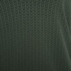 Pre Owned Zadig and Voltaire Olive Green Perforated Knit Preppy Ve Sweater M