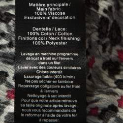 Zadig and Voltaire Black Rivale Print Lace Trim Midi Dress M