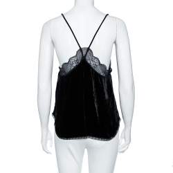 Pre Owned Zadig & Voltaire Black Velvet Lace Detail Christy Deluxe Camisole Top S