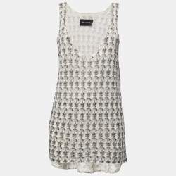 Zadig & Voltaire Cream Skull Print Linen Knit Joss Tank Top L