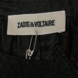Zadig and Voltaire Black Textured Satin Ruffled Maxi Dress XS