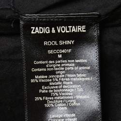 Zadig and Voltaire Black/Gold Crepe Rool Shiny Ruffled Dress XS