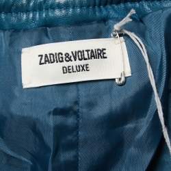 Zadig and Voltaire Blue Lambskin Leather Trousers M
