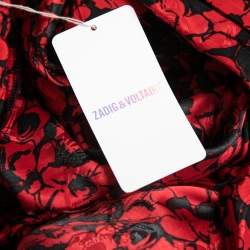 Zadig & Voltaire Defile Red Printed Jacquard Silk Midi Skirt M