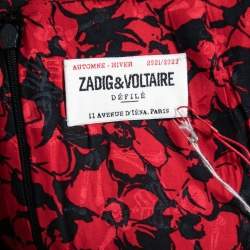 Zadig & Voltaire Defile Red Printed Jacquard Silk Midi Skirt M