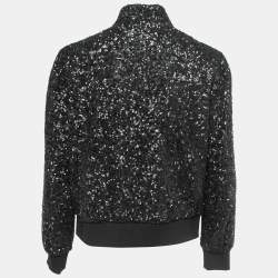 مملوكة مسبقًا Zadig & Voltaire Black Sequined Track Jacket L