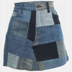 Pre Owned Zadig and Voltaire Deluxe Blue Denim Patched Mini Skirt M