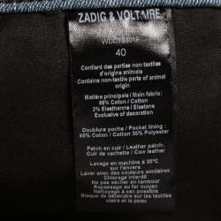 Pre Owned Zadig and Voltaire Deluxe Blue Denim Patched Mini Skirt M