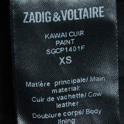 Pre Owned Zadig & Voltaire Black Painted Leather Biker Jacket XS