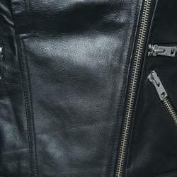 Pre Owned Zadig & Voltaire Black Painted Leather Biker Jacket XS