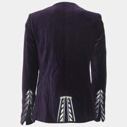 Pre Owned Zadig & Voltaire Dark Purple Velvet Single-Breasted Blazer M