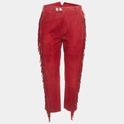 Zadig & Voltaire Red Suede Fringed Trousers S