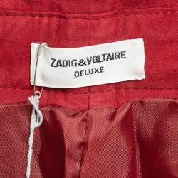 Zadig & Voltaire Red Suede Fringed Trousers S