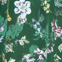 Pre Owned Zadig & Voltaire Green Floral Printed Silk Blouse S