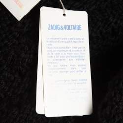 Zadig & Voltaire Black Cable Knit Wool Dalia Cardigan L