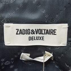 Pre Owned Zadig & Voltaire Black Fringed Leather Mini Skirt M