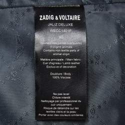 Pre Owned Zadig & Voltaire Black Fringed Leather Mini Skirt M