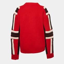 Zadig & Voltaire Red Patterned Wool Knit Round Neck Sweater M