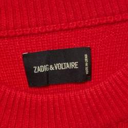 Zadig & Voltaire Red Patterned Wool Knit Round Neck Sweater M