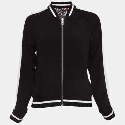 Zadig & Voltaire Pink/Black Printed Crepe Reversible Bomber Jacket S