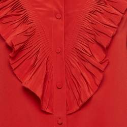 Zadig & Voltaire Red Silk Ruffled Taccora Blouse XS