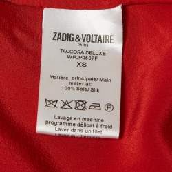 Zadig & Voltaire Red Silk Ruffled Taccora Blouse XS