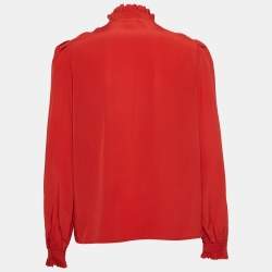 Zadig & Voltaire Red Silk Ruffled Taccora Blouse XS