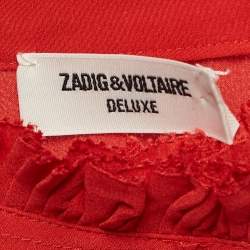 Zadig & Voltaire Red Silk Ruffled Taccora Blouse XS
