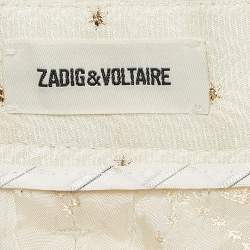 Pre Owned Zadig & Voltaire Off White Star Pist Jacquard Straight Leg Trousers M