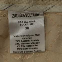 Pre Owned Zadig & Voltaire Off White Star Pist Jacquard Straight Leg Trousers M