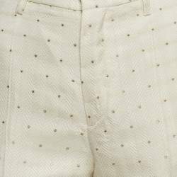 Pre Owned Zadig & Voltaire Off White Star Pist Jacquard Straight Leg Trousers M