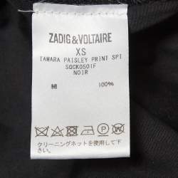 Pre Owned Zadig & Voltaire Black Tamara Paisley Print Cotton Oversized Shirt XS