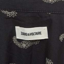 Pre Owned Zadig & Voltaire Black Tamara Paisley Print Cotton Oversized Shirt XS