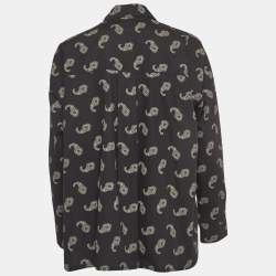 Pre Owned Zadig & Voltaire Black Tamara Paisley Print Cotton Oversized Shirt XS