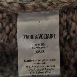 Zadig & Voltaire Grey/Pink Rib Knit Open Cardigan XS/S