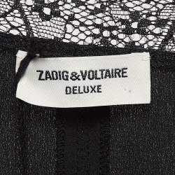 Pre Owned Zadig & Voltaire Black Silk Lace Trim Mini Dress L