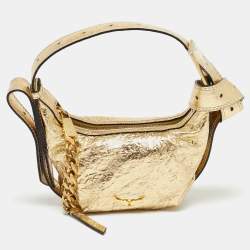 Zadig & Voltaire Gold Crinkled Leather XS Le Cecilia Bag