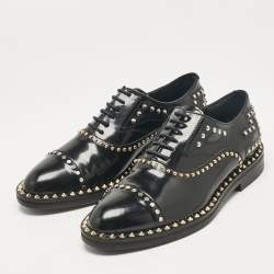 Zadig & Voltaire Black Leather Youth Clous Oxfords Size 36