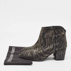 Zadig & Voltaire Black/Gold Glitter Molly Ankle Boots Size 40