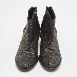 Zadig & Voltaire Black/Gold Glitter Molly Ankle Boots Size 40