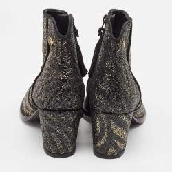 Zadig & Voltaire Black/Gold Glitter Molly Ankle Boots Size 40