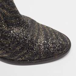 Zadig & Voltaire Black/Gold Glitter Molly Ankle Boots Size 40