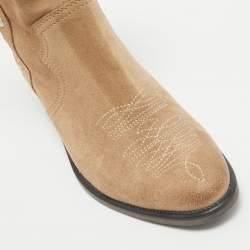 Zadig & Voltaire Beige Suede Studded Western Boots Size 38